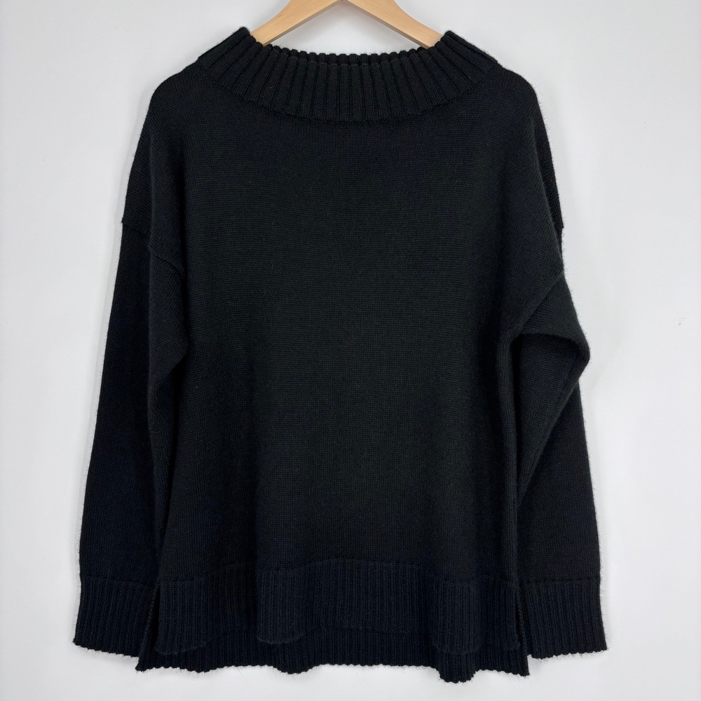 Tradlands Crewneck Sweater Womens M Black Alpaca Wool Blend Ribbed Soft Cozy